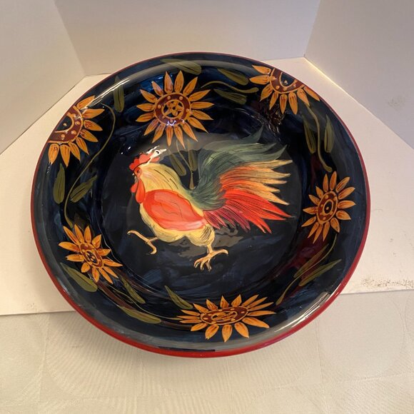 2 CERTIFIED INTERNATIONAL Susan Winget Sunrise Rooster salad plates 8.5” - Picture 2 of 7